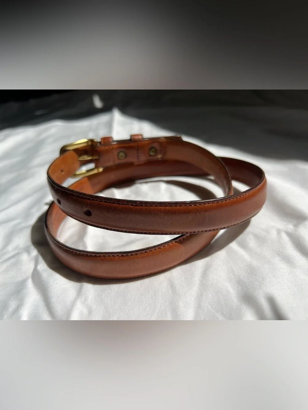 Vintage 90s J CREW brown glove tanned belt Italian leather made in USA brass
